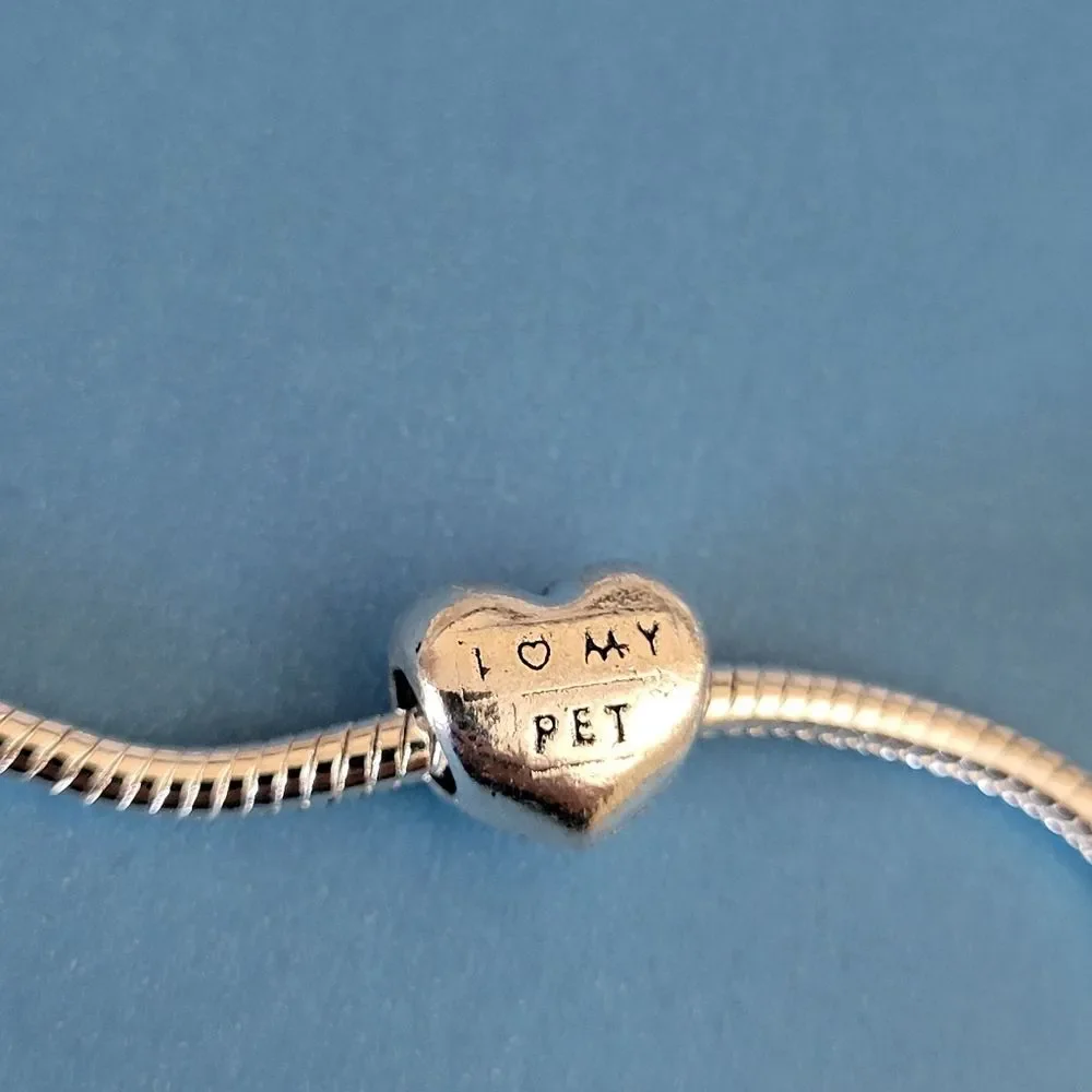 NWT! For Pandora Charm Bracelet Paw Charm - Pink And Silver Color I LOVE MY PET